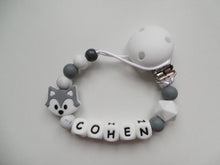 Load image into Gallery viewer, Personalised Fox Dummy clip- Grey & Marble