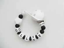 Load image into Gallery viewer, Personalised Dummy clip - Monochrome White Hexagon