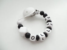 Load image into Gallery viewer, Personalised Dummy clip - Monochrome White Hexagon