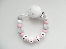 Load image into Gallery viewer, Personalised Dummy clip- Pink & Grey Marble