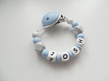 Load image into Gallery viewer, Personalised Dummy clip - Pale Blue & Grey Marble