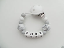 Load image into Gallery viewer, Personalised Dummy clip - Marble & Grey