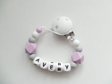 Load image into Gallery viewer, Personalised Dummy clip and Teething ring set - More colors available