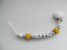 Load image into Gallery viewer, Personalised Dummy clip and Teething ring set - More colors available