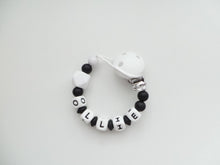Load image into Gallery viewer, Personalised Dummy clip - Monochrome White Hexagon