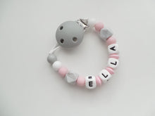 Load image into Gallery viewer, Personalised Dummy clip - Pink & Grey