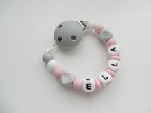 Load image into Gallery viewer, Personalised Dummy clip - Pink & Grey