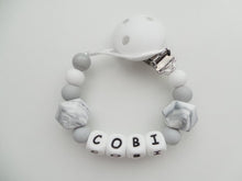 Load image into Gallery viewer, Personalised Dummy clip - Marble & Grey