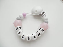 Load image into Gallery viewer, Personalised Dummy clip and Teething ring set - More colors available
