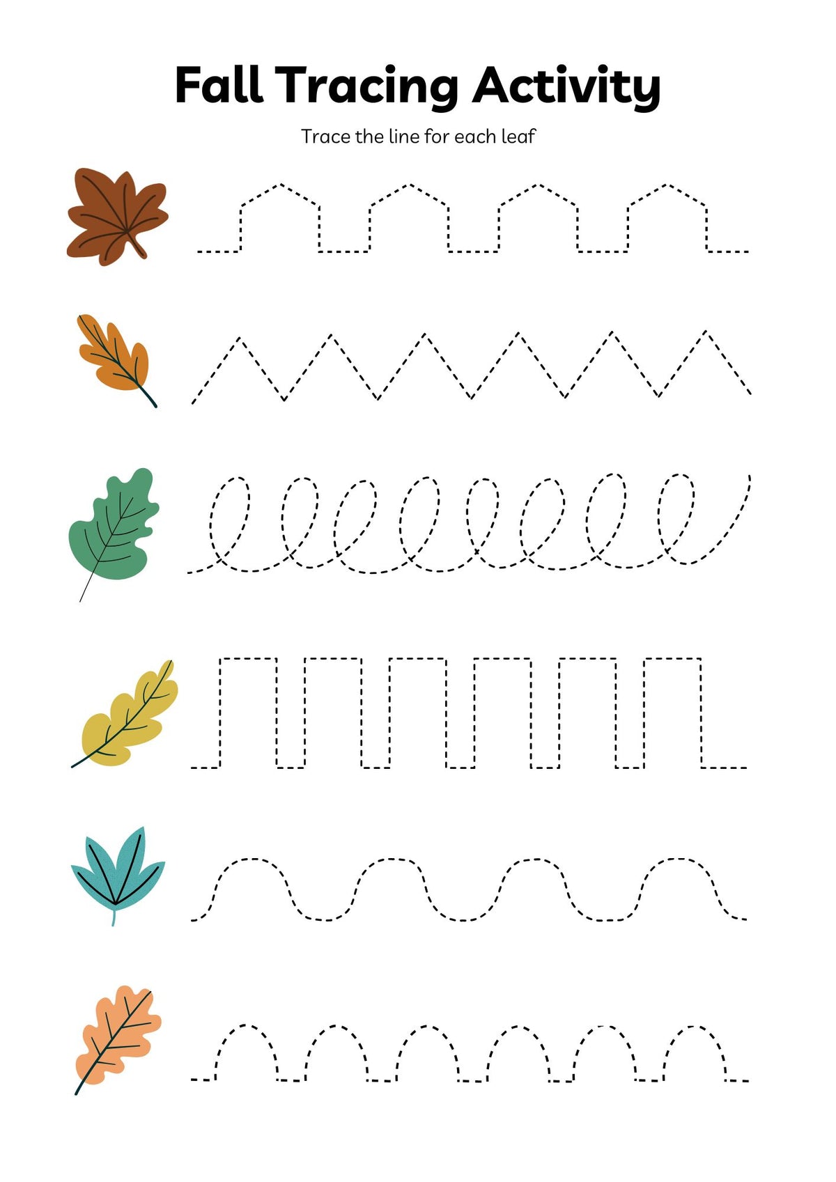 Autumn Activity Tracing Sheets