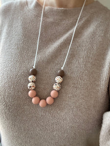 Teething Necklace Brown & Autumn Floral