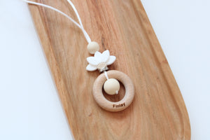 Personalised Engraved Floral Teething Necklace