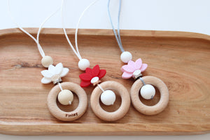 Personalised Engraved Floral Teething Necklace