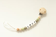 Load image into Gallery viewer, Personalised Dummy Clip Sage and Beige
