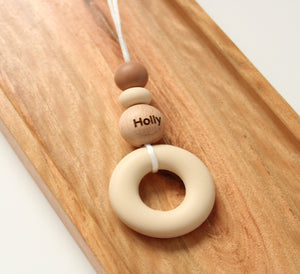 Personalised Teething Necklace - Beige