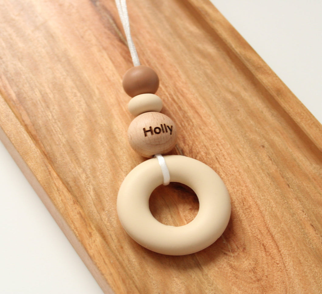 Personalised Teething Necklace - Beige