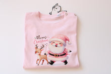 Load image into Gallery viewer, Santa Christmas Pale Pink Long sleeve top Baby toddler Christmas top
