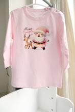 Load image into Gallery viewer, Santa Christmas Pale Pink Long sleeve top Baby toddler Christmas top
