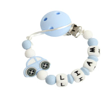 Load image into Gallery viewer, Personalised Blue Car Dummy Clip
