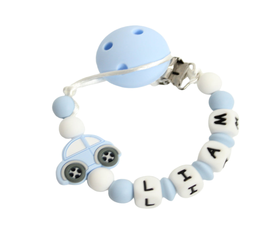 Personalised Blue Car Dummy Clip