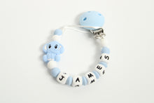 Load image into Gallery viewer, Personalised Blue Elephant Dummy Clip
