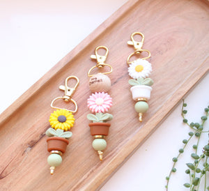 Personalised Engraved Flower Pot Key Ring