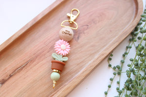 Personalised Engraved Flower Pot Key Ring