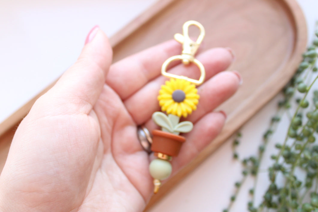 Personalised Engraved Flower Pot Key Ring