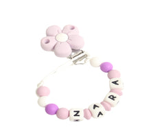 Load image into Gallery viewer, Personalised Lilac Flower Dummy clip
