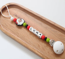 Load image into Gallery viewer, Retro Santra Personalised Dummy clip - Red &amp; Green
