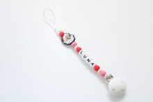 Load image into Gallery viewer, Retro Santra Personalised Dummy clip - Pink &amp; Red
