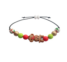 Load image into Gallery viewer, Colorful beaded bracelet with a black cord on a white background
