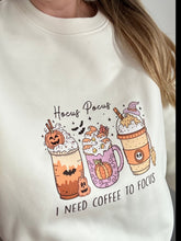 Load image into Gallery viewer, Hocus Pocus Halloween Coffee Sweatshirt Vegan Sweatshirt
