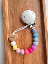 Load image into Gallery viewer, Personalised Pastel Rainbow Dummy Clip
