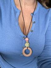 Load image into Gallery viewer, Personalised Engraved Nursing Necklace Sage &amp; Dusky pink
