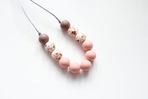 Teething Necklace Brown & Autumn Floral
