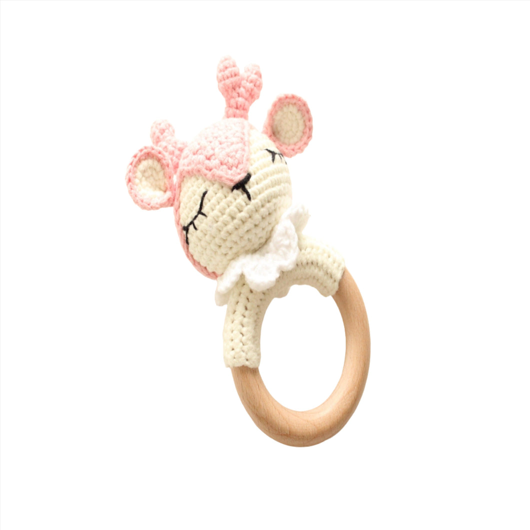 Pink Elk Rattle Toy