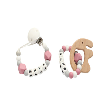 Personalised Dummy clip and Elephant Baby Gift Set
