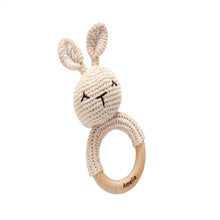 Load image into Gallery viewer, Beige Baby Rattle with Engraved name
