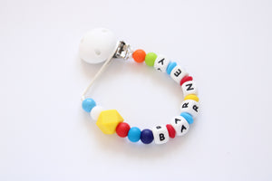 Bright Rainbow Personalised Dummy clip