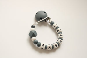 Personalised  dummy clip- Dark Grey