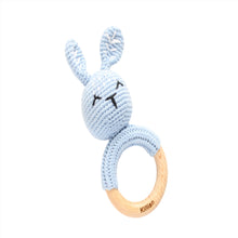 Load image into Gallery viewer, Personalised Bunny Rattle in blue
