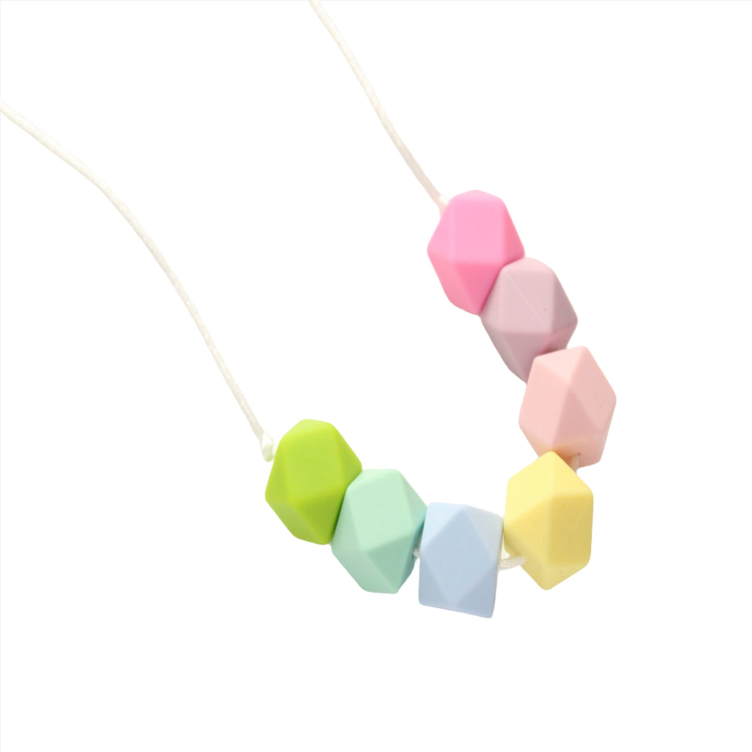 Sensory Chew Fidget Necklace - Pastel Rainbow