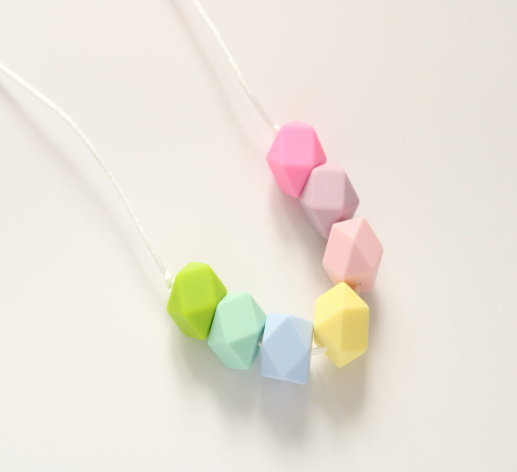 Sensory Chew Fidget Necklace - Pastel Rainbow