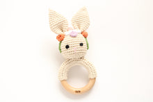 Load image into Gallery viewer, Personalised Crochet Bunny Rattle with engraved name
