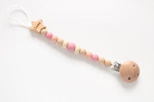 Personalised Engraved Name Silicone  & Wooden Dummy clip