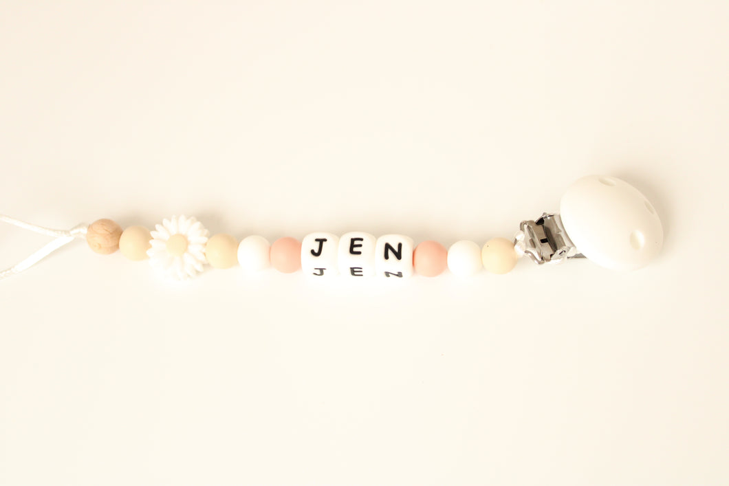 Personalised Daisy Flower Dummy clip