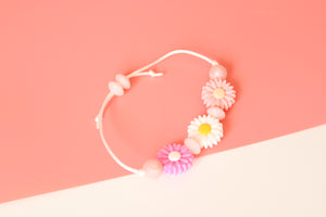 Daisy Adjustable Bracelet - Pink, White & Hot Pink