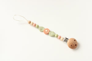 Personalised Floral Silicone & Wooden Dummy clip