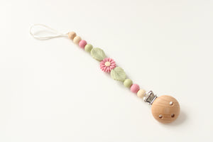 Personalised Floral Silicone  & Wooden Dummy clip